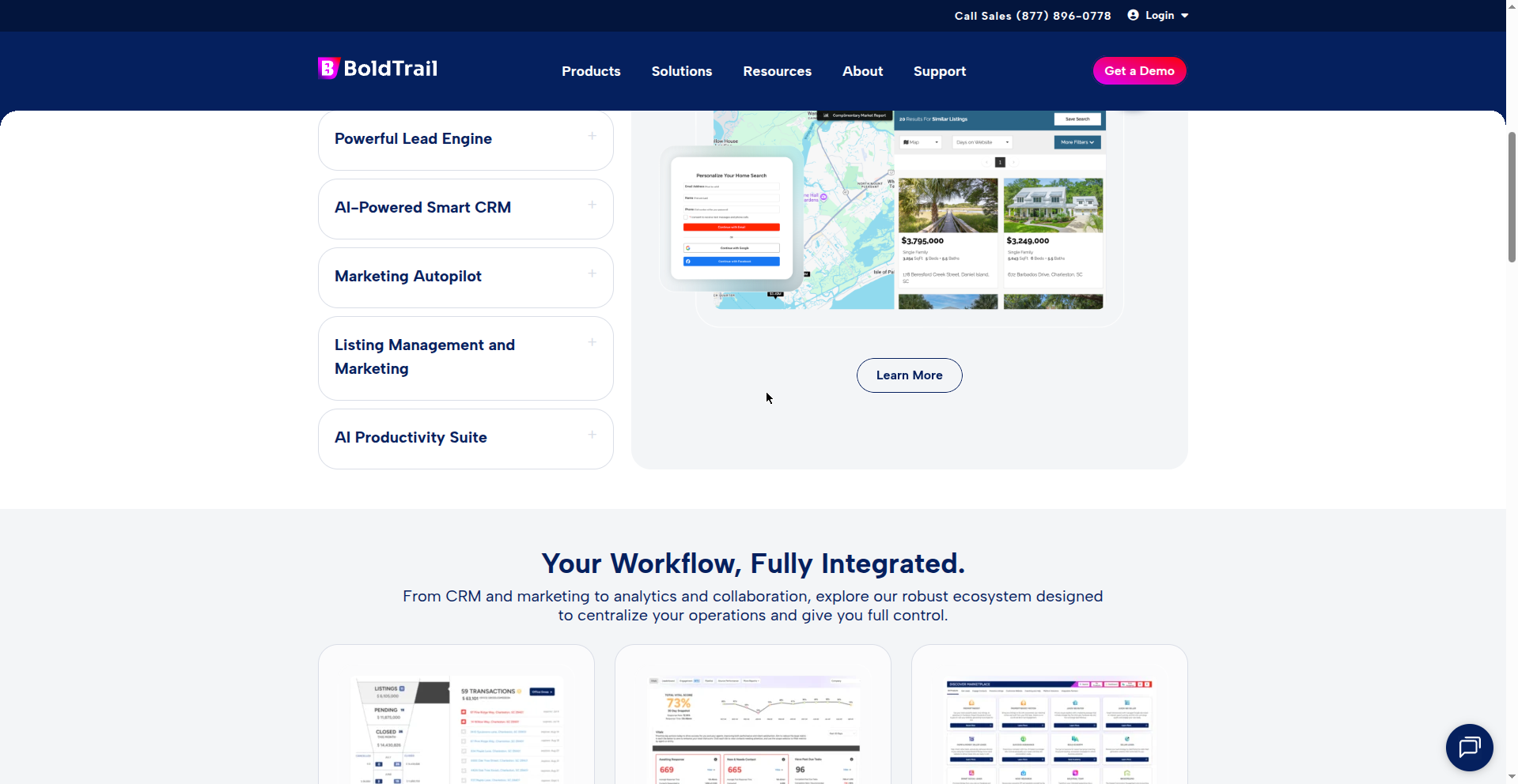 BoldTrail Platform overview — Smart CRM, IDX site, and marketing in one view — vendor-official public product image