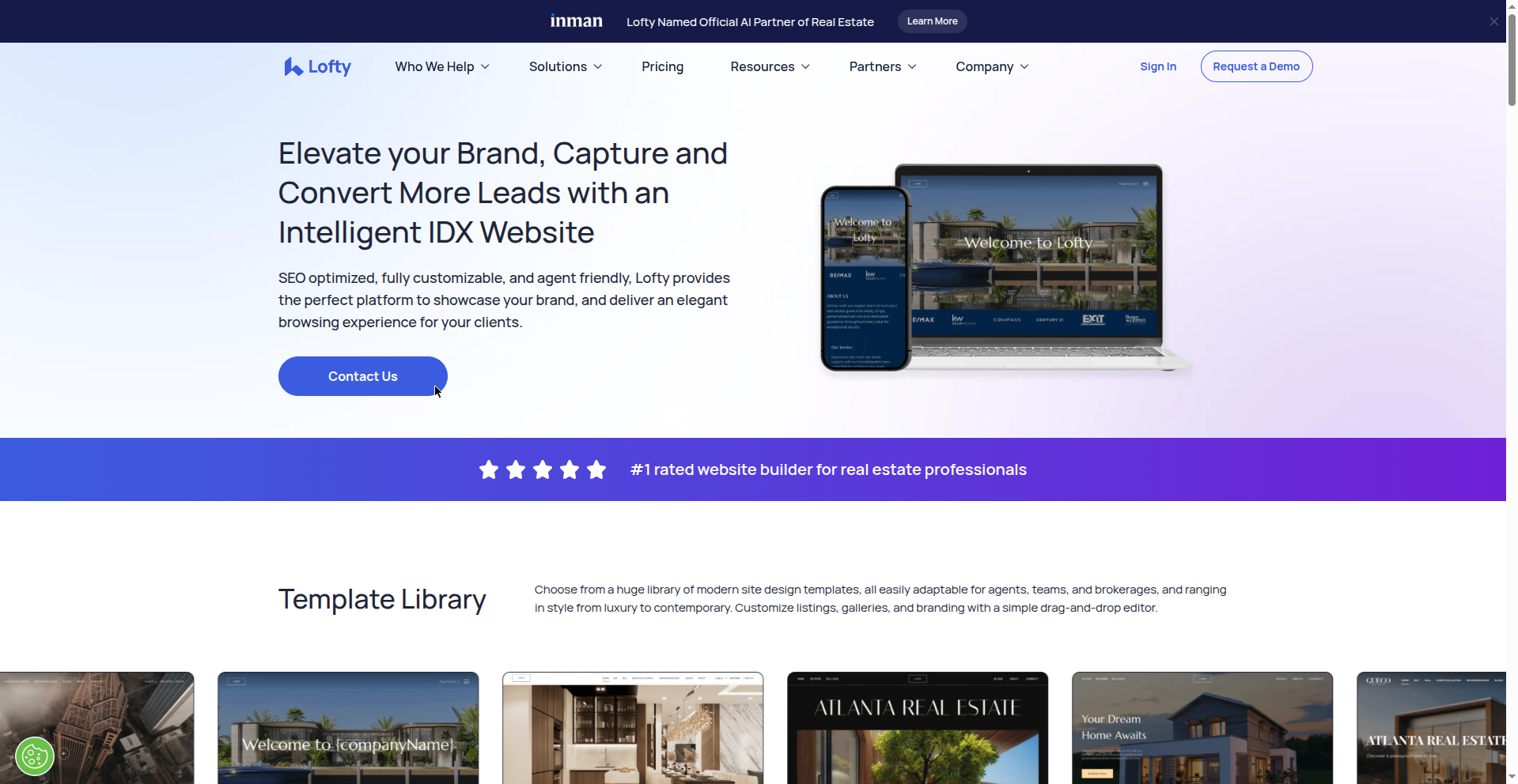 Lofty IDX website — listing grid, map search, and template library