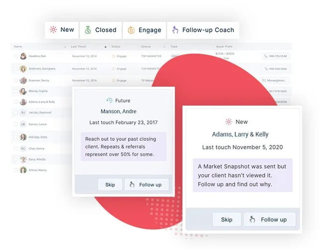 Top Producer Follow-up Coach prompts over a lead list — vendor-official public product image